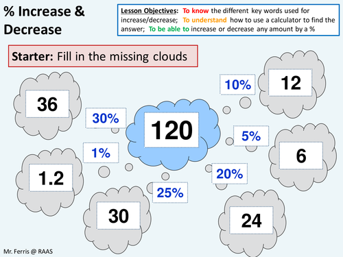 Number Percentages 3 Increasing And Decreasing By A Percentage By 
