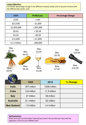 Number Percentages 4 Finding A Percentage Change profit loss By 