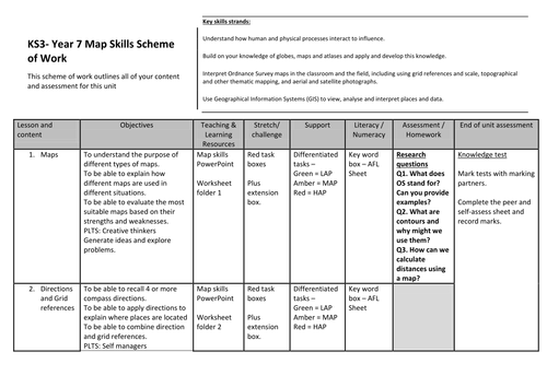 Map Skills SoW FULLY RESOURCED