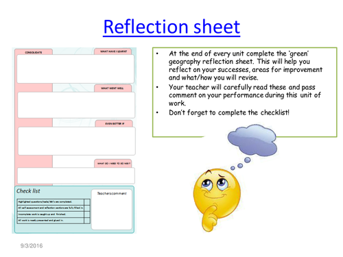 End of unit self assessment sheet