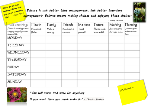 Get organised: plan for a work-life balance - template charts to
