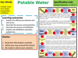 KS4 AQA GCSE Chemistry (Science) Potable Water Lesson | Teaching Resources