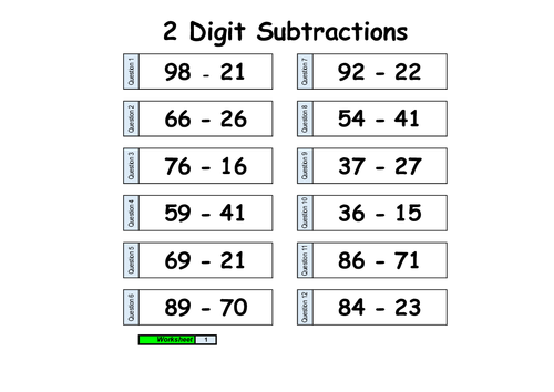 addition subtraction worksheets 2 digits teaching resources