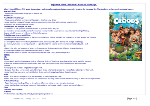 Stone Age Planning and accompanying Teaching Resources