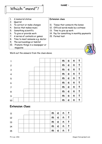 Suffix word work:  MENT