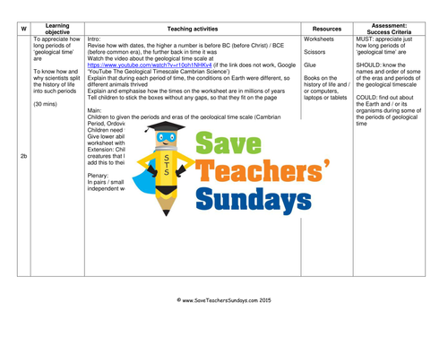 Periods of Geological Time KS2 Lesson Plan and Worksheet | Teaching