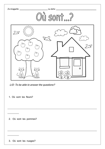 FRENCH - Les Prépositions - Où est...? et Où sont...? - Worksheets ...