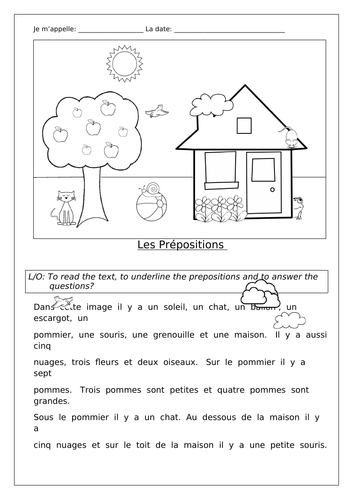 FRENCH - Les Prépositions - Où est...? et Où sont...? - Worksheets ...