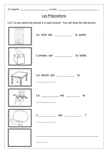 FRENCH - Les Prépositions - Où est...?  et Où sont...? - Worksheets