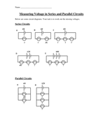 Physics Y7 - Electric circuits worksheet, voltage in ...