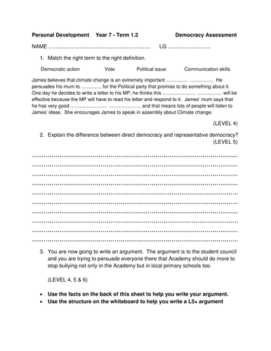 intro to democracy (Citizenship KS3) 6 lessons