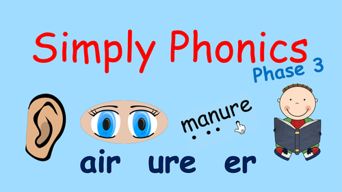 Phase 3 Phonics - 2 Powerpoints (air, ure and er) and a Powerpoint to practise 'chunking'.
