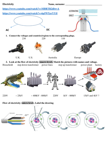 Electricity worksheet. | Teaching Resources