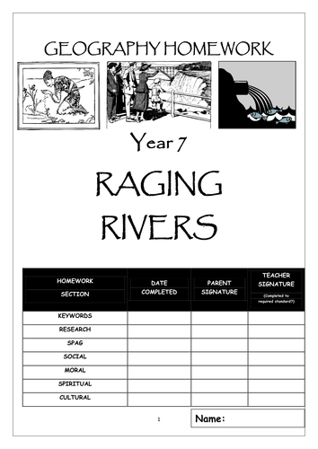Homework booklet: "RAGING RIVERS"