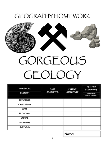 Homework booklet: "GORGEOUS GEOLOGY"