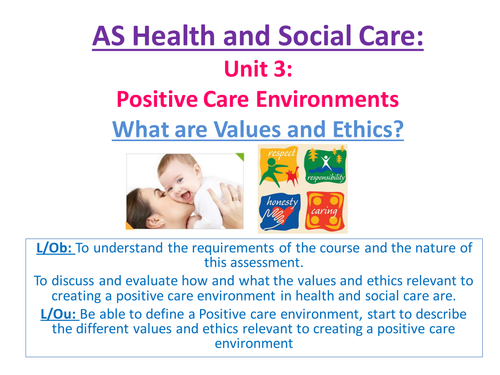 EdExcel AS Health & Social Care- Unit 3- Positive Care Environments-  Intro to Unit 3