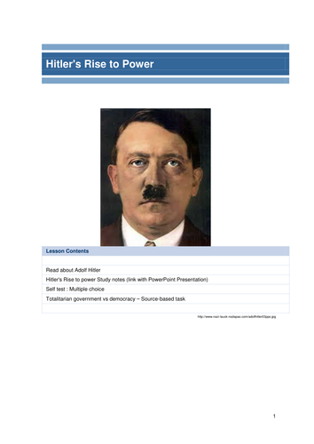 Hitler S Rise To Power Teaching Resources