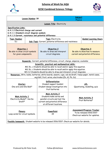 NEW L39 Electricity Circuits - Physics Combined Science Trilogy (AQA) – Paper 1 (2016)