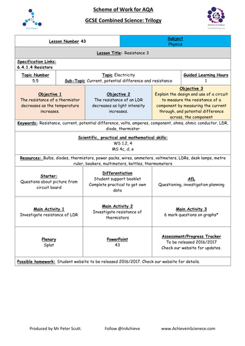 NEW L43 Resistance 3 - Physics Combined Science Trilogy (AQA) – Paper 1 (2016)