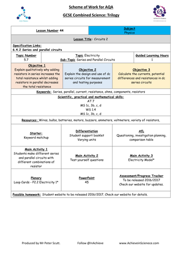 NEW L45 Circuits 2 - Physics Combined Science Trilogy (AQA) – Paper 1 (2016)