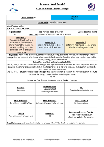NEW L53 Specific Latent Heat - Physics Combined Science Trilogy (AQA) – Paper 1 (2016)