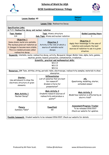 NEW L60 Radiation (Alpha, beta, gamma) - Physics Combined Science Trilogy (AQA) – Paper 1 (2016)