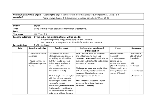 full-ks2-english-lesson-on-using-commas-to-add-extra-information