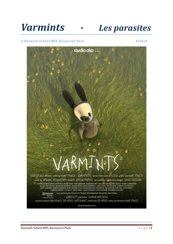 Varmints French Activity Booklet
