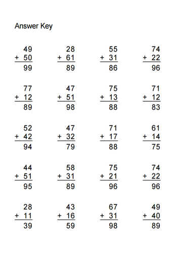 2 Digit Addition "no carrying"