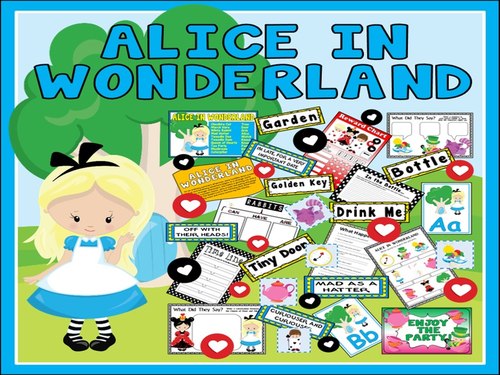 ALICE IN WONDERLAND STORY TEACHING RESOURCES EYFS KS1-2 ENGLISH DISPLAY