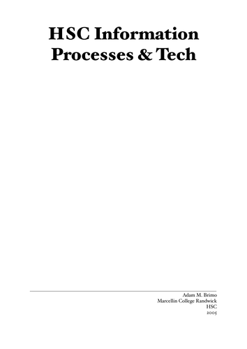HSC Information Process and Technology IPT Notes