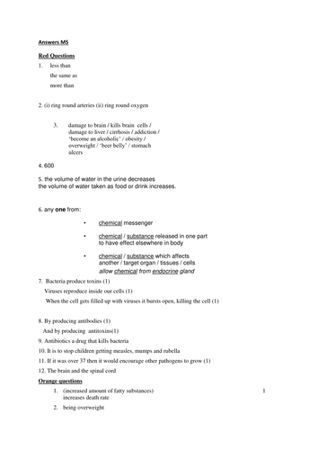 Revision Box lesson BIO chapter 1 and 2 health and disease and co ...