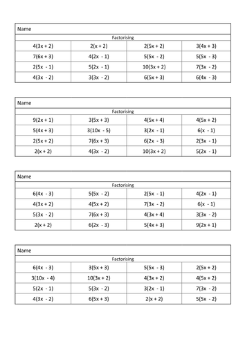 Expanding and Factorising! (Single and double brackets, Linear and ...