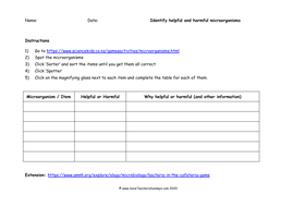 helpful and harmrful microorganisms ks2 lesson plan and worksheet