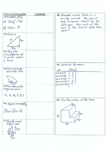 Higher GCSE Maths Revision Sheets | Teaching Resources