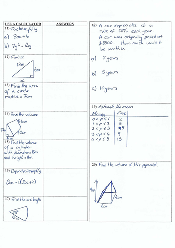 Higher GCSE Maths Revision Sheets | Teaching Resources