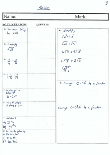 Higher GCSE Maths Revision Sheets | Teaching Resources