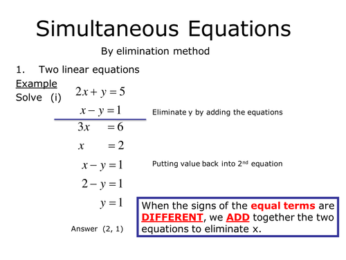 Solving simultaneous equations