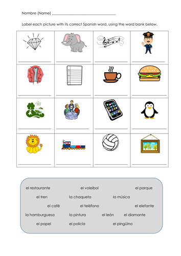 Spanish Cognates Worksheet Teaching Resources