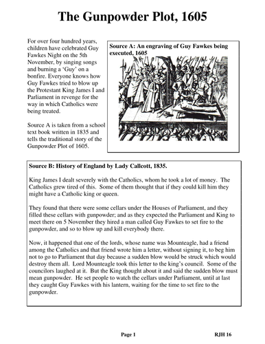 Gunpowder Plot Worksheet