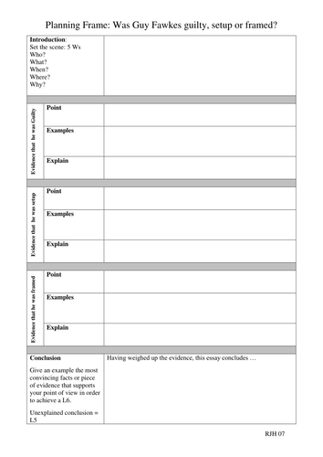 Gunpowder Plot writing Frame