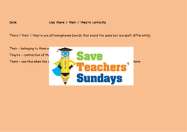 Using Their, There and They're Lesson Plan and Worksheet | Teaching