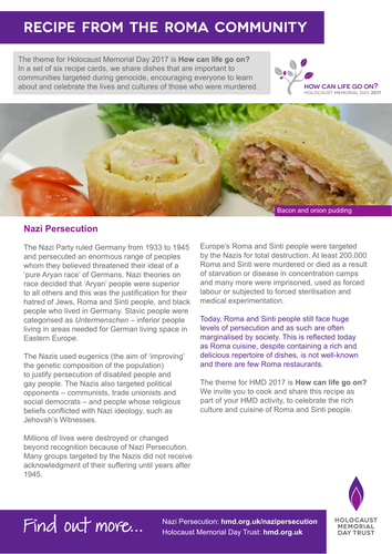 Holocaust Memorial Day 2017 recipe cards: cooking activity to celebrate ...