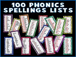 PHONICS SPELLINGS LISTS / SIGHT WORDS SPELLINGS / BOOKMARKS - EARLY ...