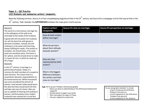 AQA Language Paper 2 - Q2 resource | Teaching Resources