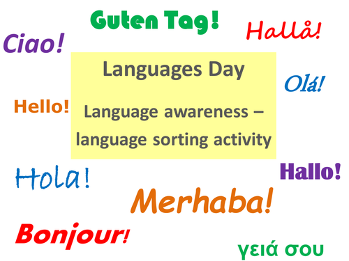 Language awareness/Languages Day editable language sorting activity