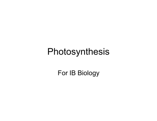IB Photosynthesis Notes