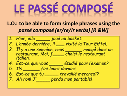 ks3 french holidays and passe compose with avoiretre