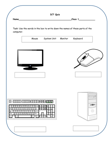 Parts Of A Computer Worksheets