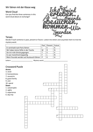 Stimmt GCSE Red School puzzle – Wir fahren mit der Klasse weg